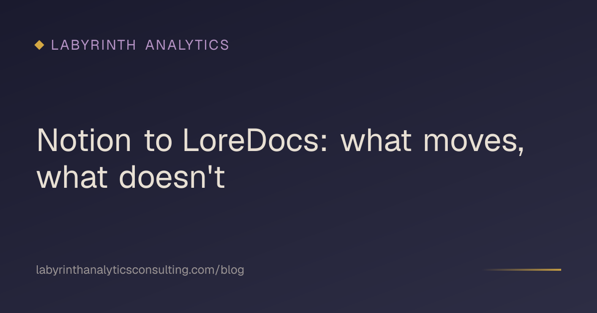 Notion to LoreDocs: what moves, what doesn't