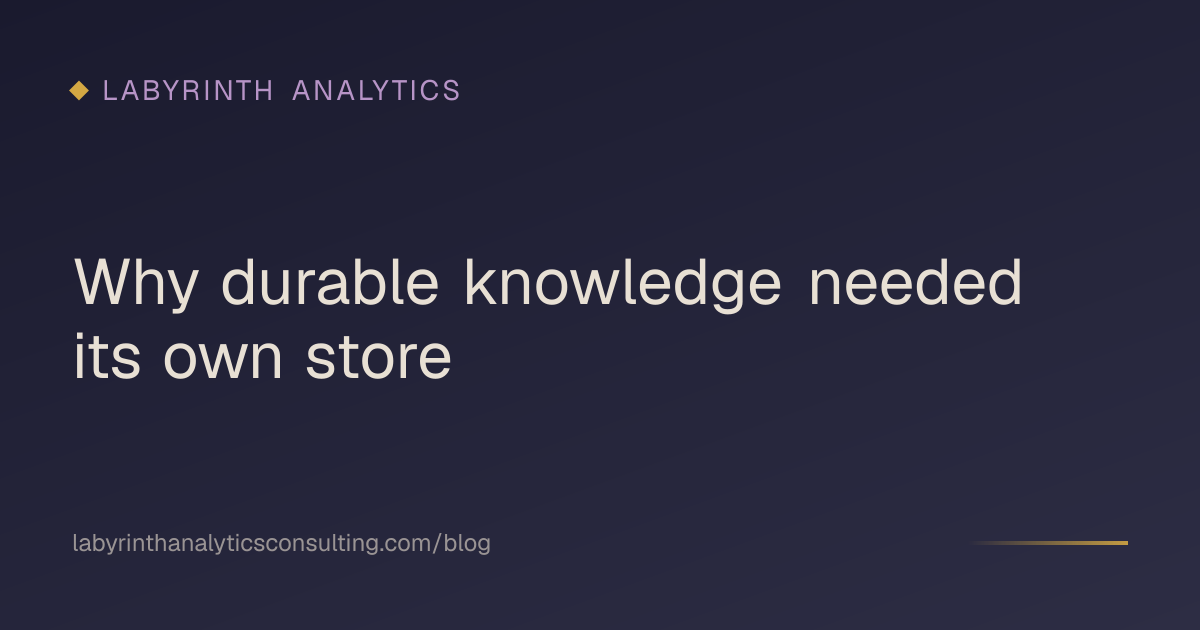 Why durable knowledge needed its own store